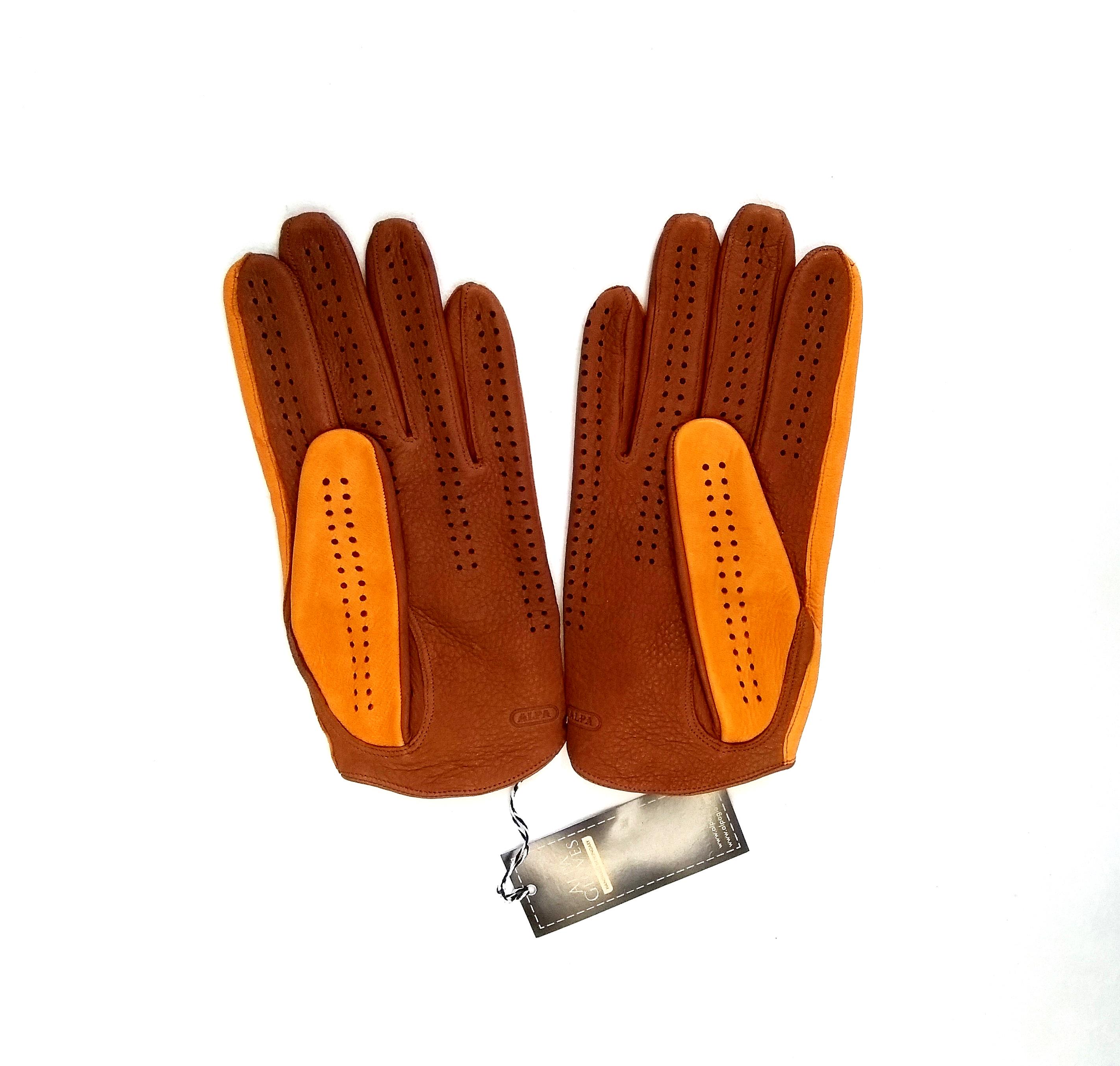 Перчатки мужские Alpa Gloves 797-18 автомобильные натуральная кожа р. 8 Коричневый (28606027) - фото 4