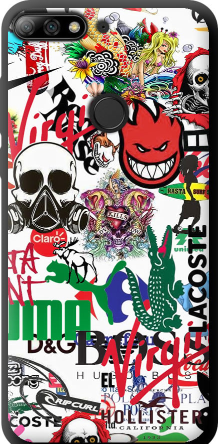 Чохол на Huawei Y7 Prime 2018 Many different logos (4022b-1509-42517)