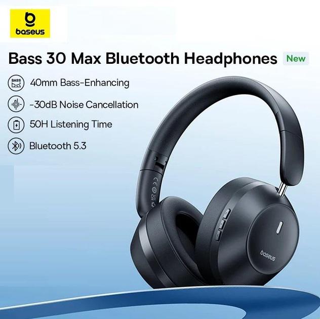 Наушники Baseus Bass 30 Max Bluetooth 5.3-30 дБ Black - фото 2