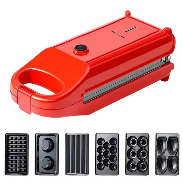 Мультипекарь Sokany 700 Вт антипригарное покрытие Красный (SK-BBQ-836) Мультипекарь Sokany 700 Вт антипригарное покрытие Красный (SK-BBQ-836)