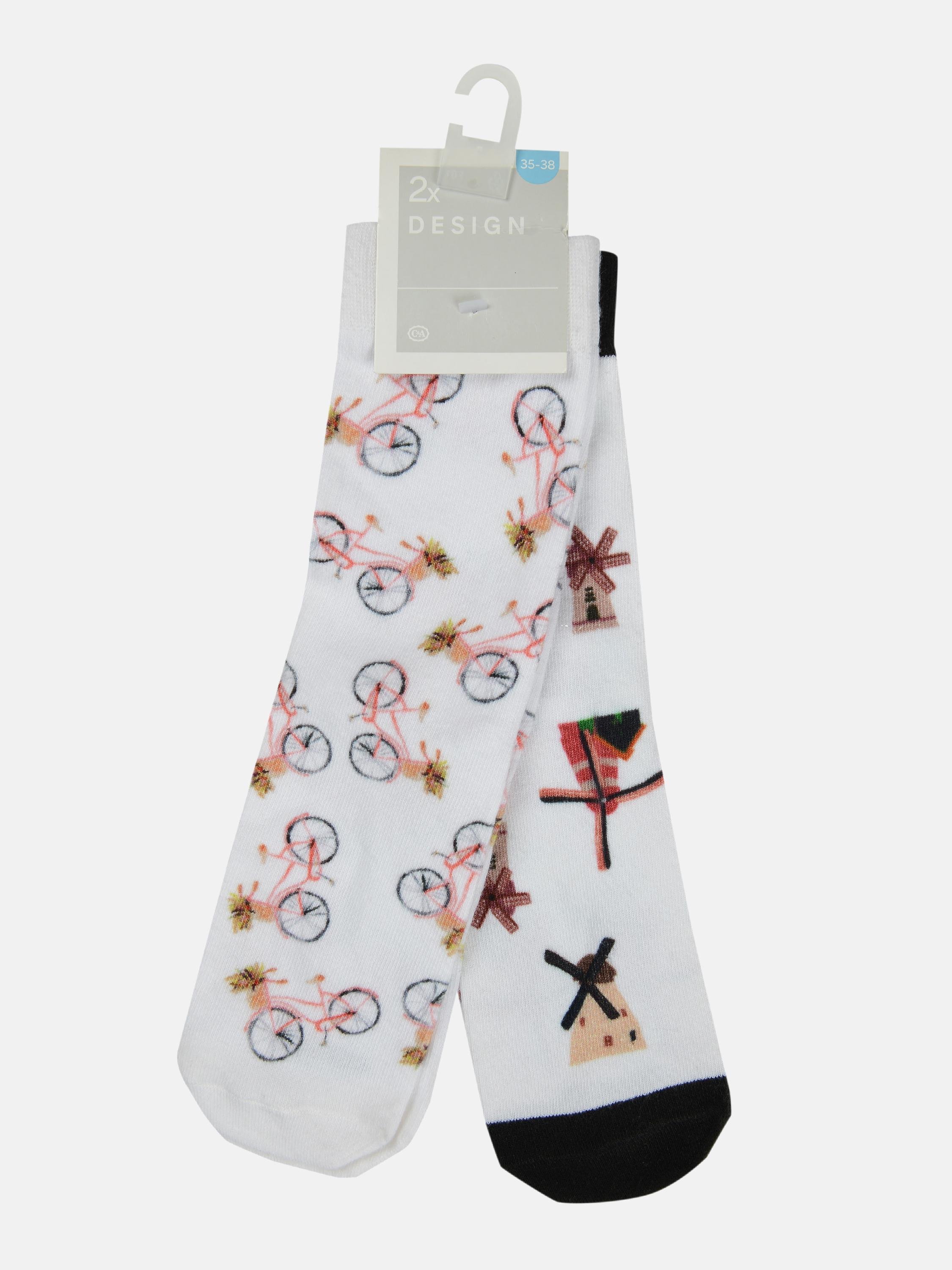 Шкарпетки C&A принт 2 пари р. 35-38 Білий (2241379440600)