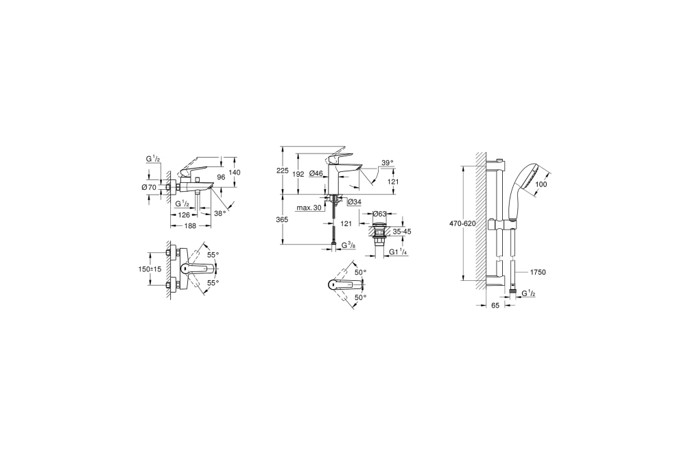 Набір змішувачів для ванної кімнати Grohe QuickFix Start UA303301MQ 3в1 Black (374071) - фото 12