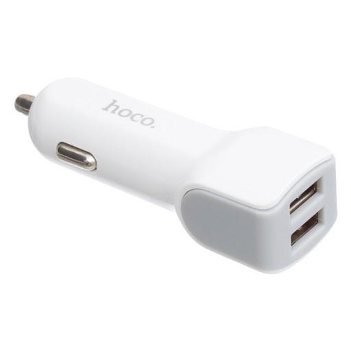 Зарядное устройство от прикуривателя Hoco Z23 2xUSB 2,4 A White (3_04979) - фото 1