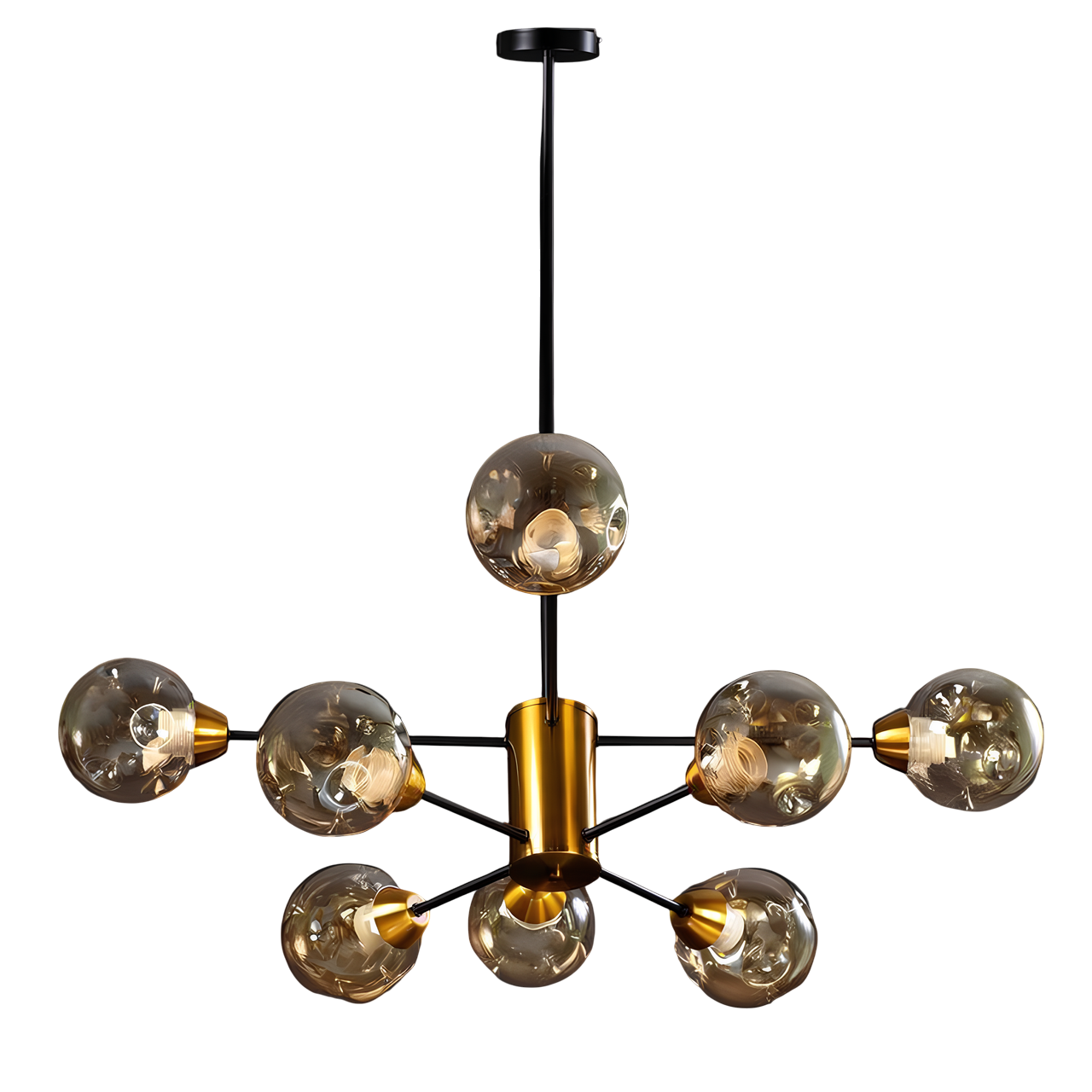 Люстра Svet с 8 круглыми плафонами под лампу Е27 Черный/Золотой (SN-2011-8 BK+DGD)