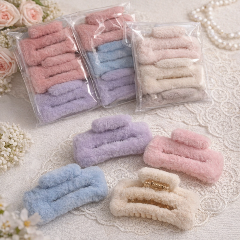 Набор заколки-крабики для пушистых волос 11 см 12 шт. Разноцветный (2932495488)