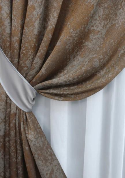 Штори льон Мармур Al-9 1,5х2,9 м 2 шт. Мідний/Сірий (1638ш) - фото 2