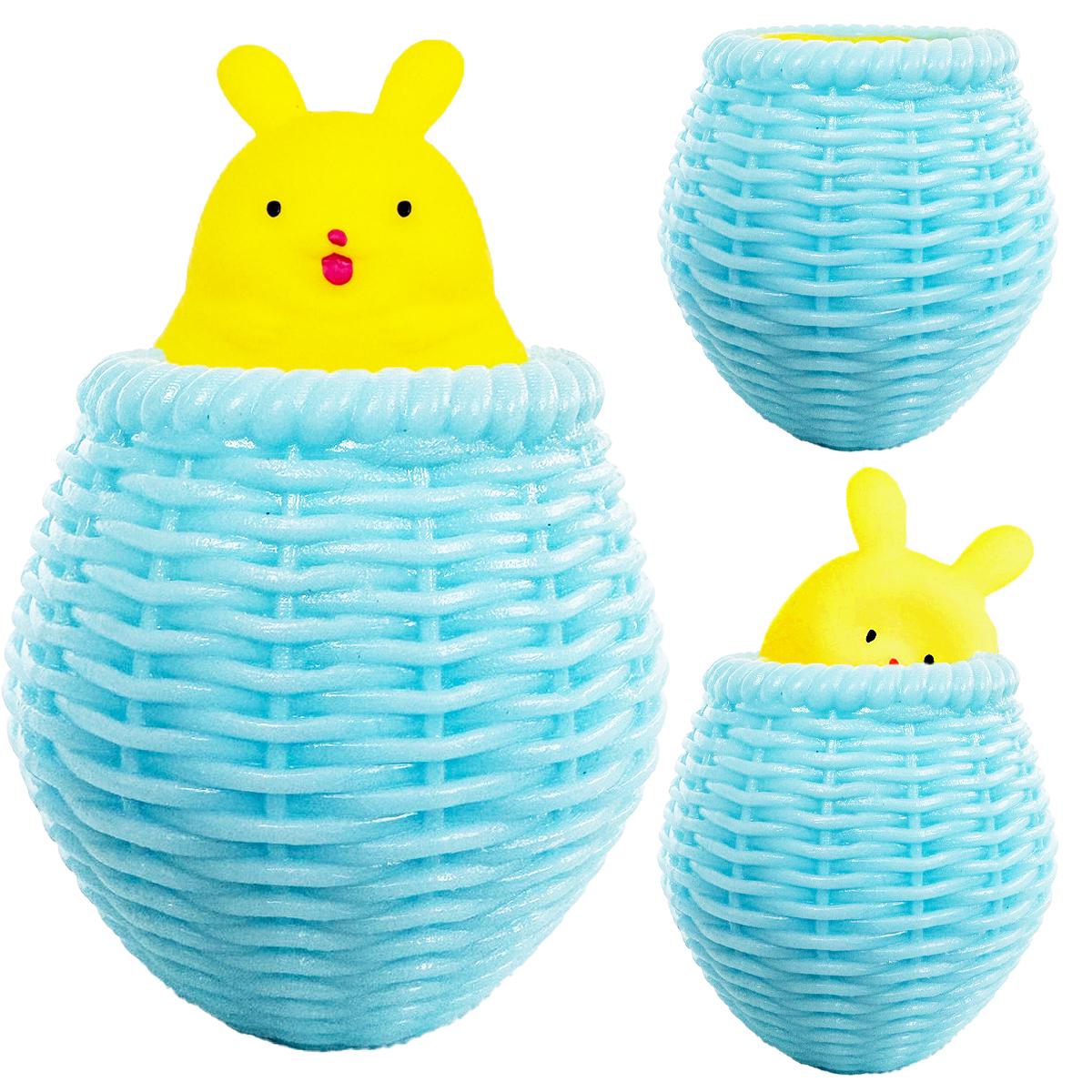 Игрушка антистресс Зайчик в корзине 10 см Blue/Yellow - фото 3