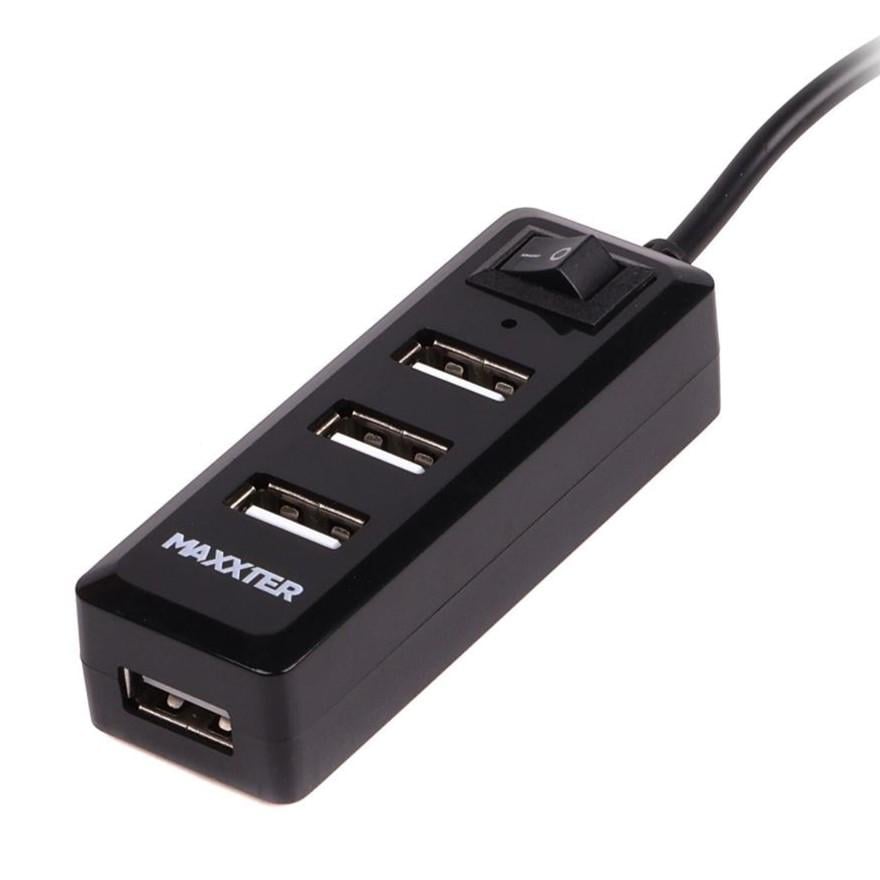 USB-хаб Maxxter HU2A-4P-AC-03 USB-A 4 порта 100 см USB 2.0 Black (35575341)