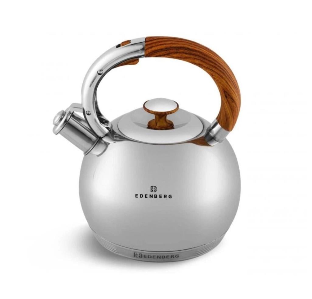 Чайник со свистком Edenberg EB-3537 3 л с коричневой ручкой (EB-3537-к)