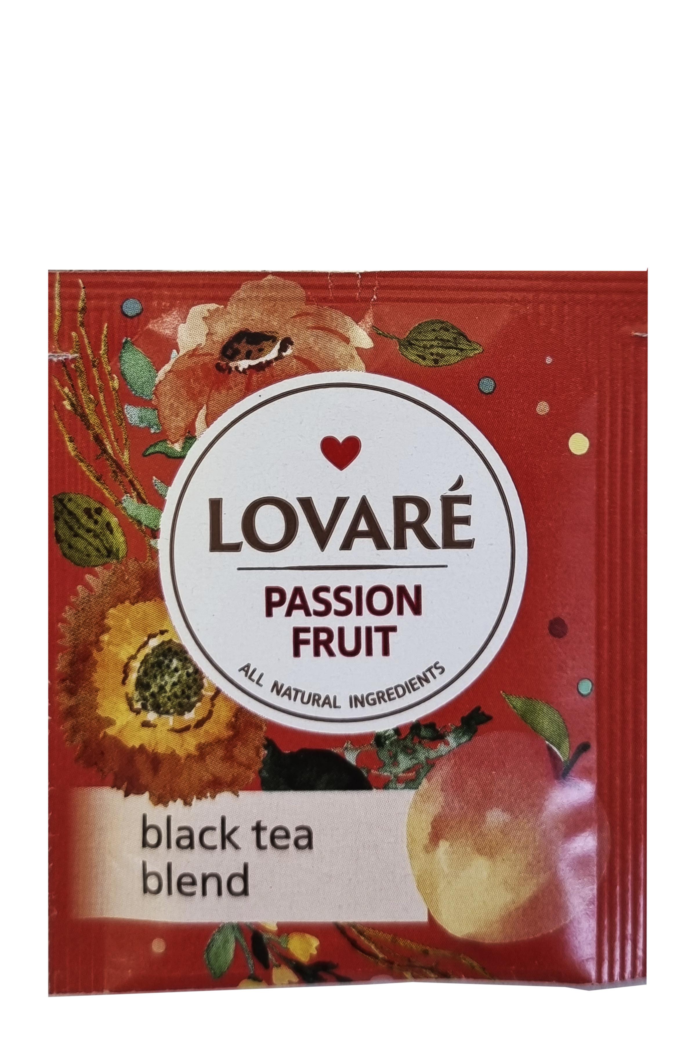 Чай чорний Lovare Плід пристрасті з ароматом персика та маракуї 50 пакетиків 2 г (52336)