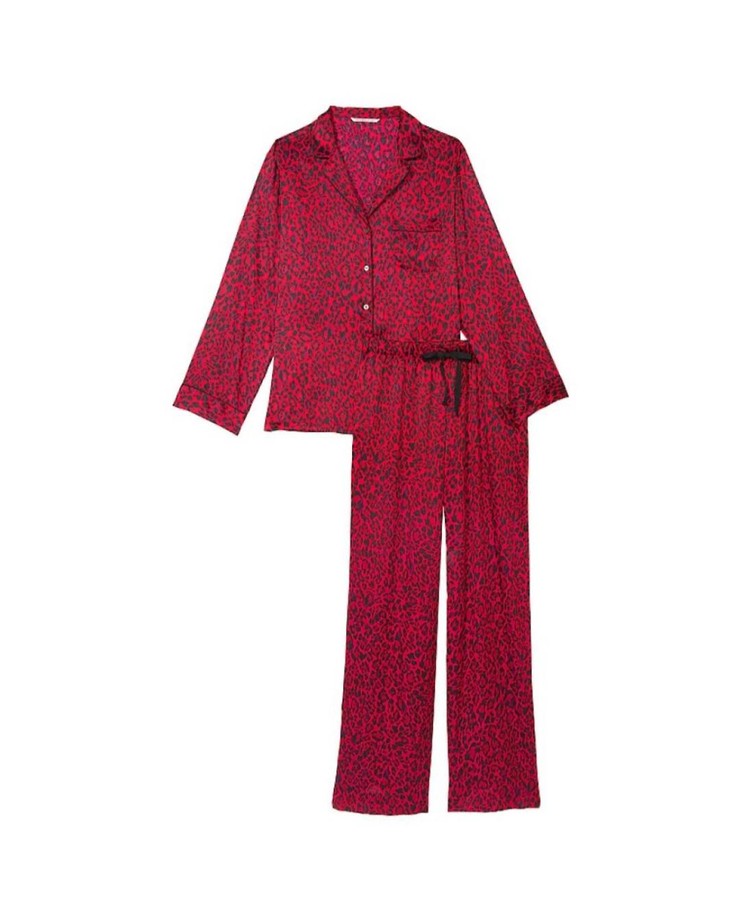 Піжама жіноча Victoria's Secret Satin Long Pajama Set сатинова S Червоний (13891177) - фото 4