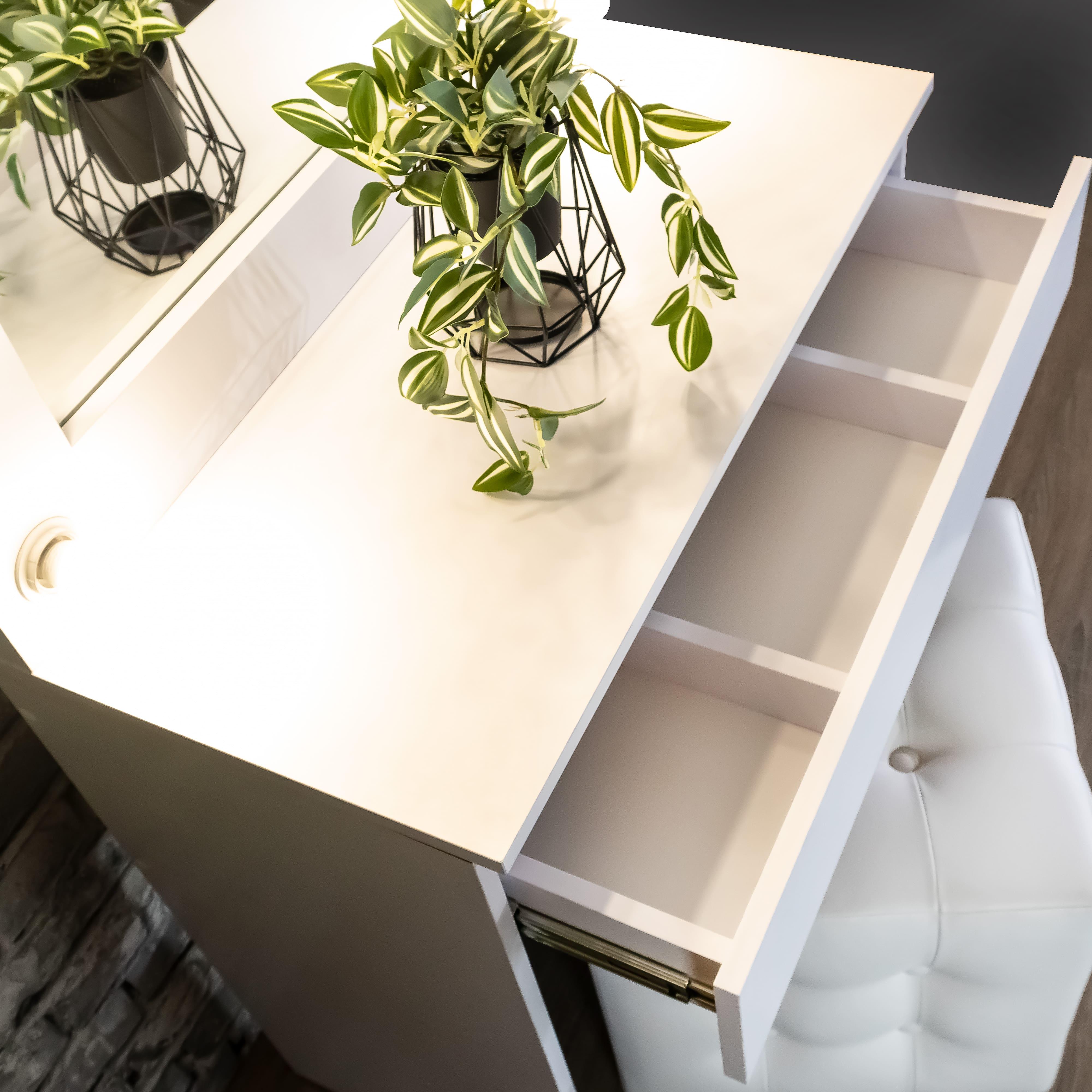 Стіл макіяжний з Led лампами та шухлядою 160х80х40 см Білий (01/1) - фото 5