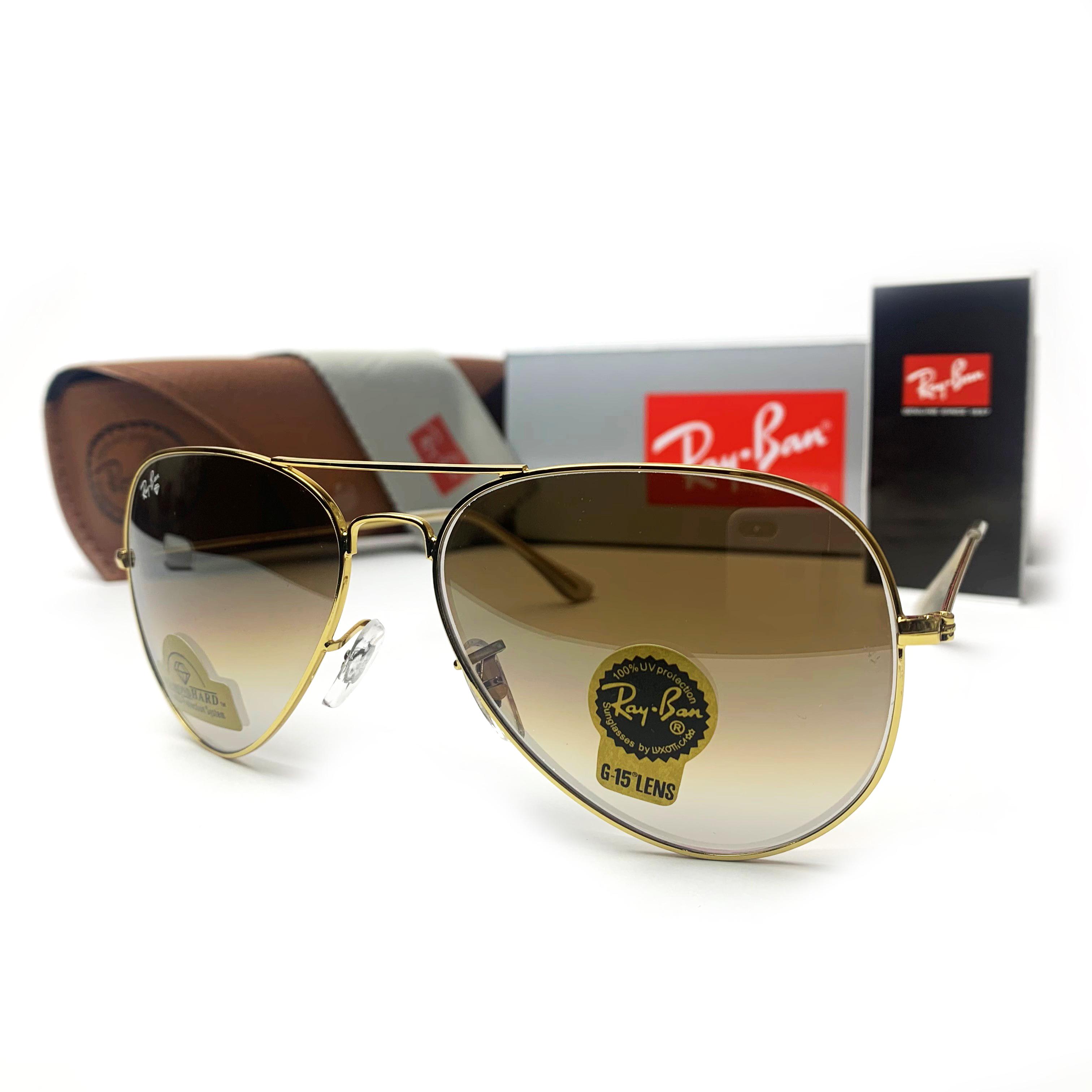 Солнцезащитные очки Aviator 3026 капли Коричневый градиент