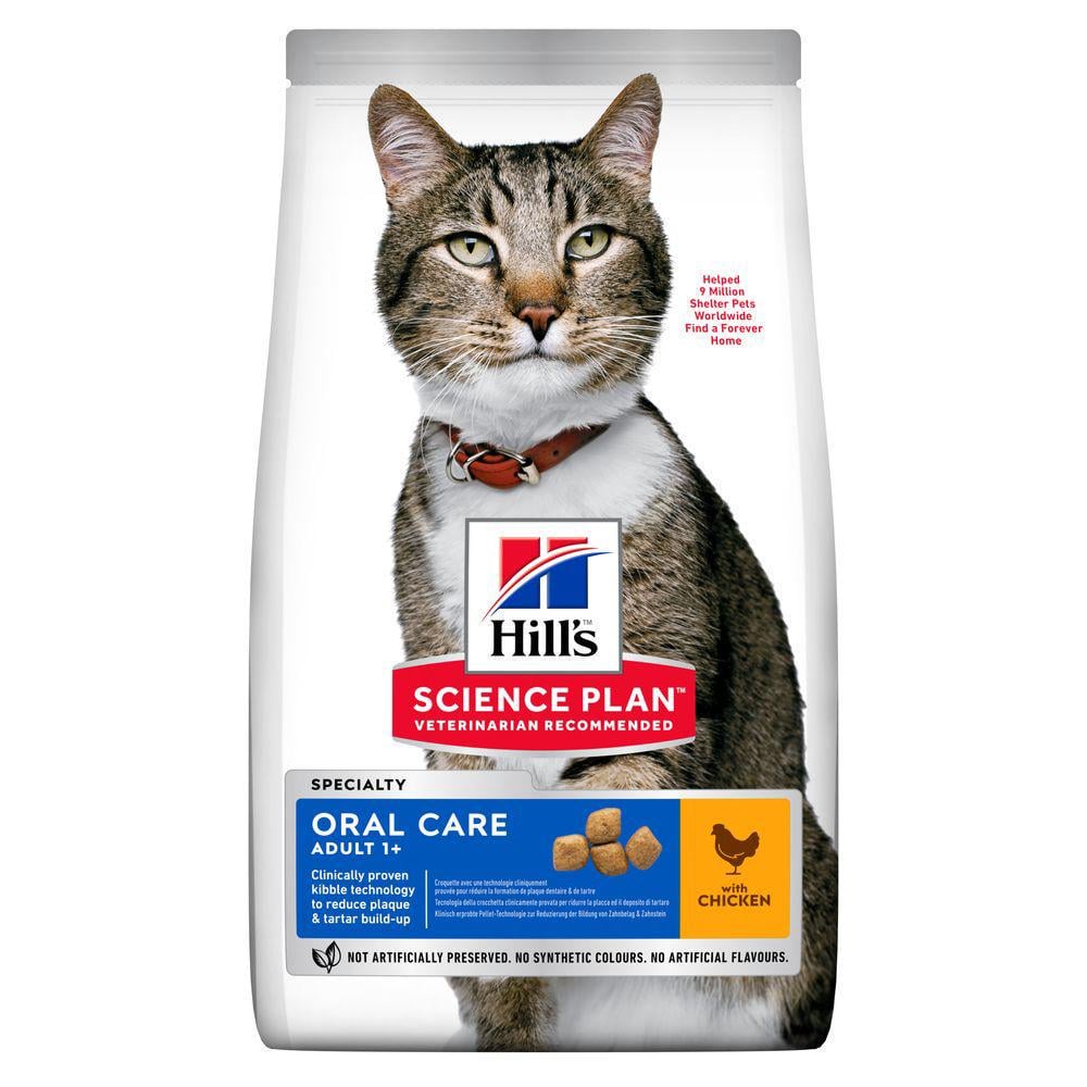 Корм сухой Hill's Science Plan Oral Care для поддержания здоровья зубов взрослых кошек с курицей 1,5 кг