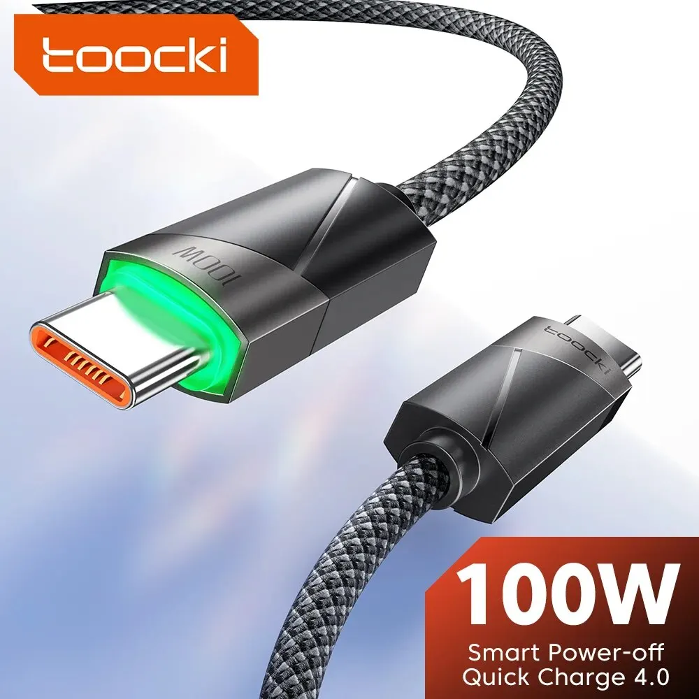 Кабель Toocki 100w C-Type C 1 м Серый (TQ-X07AC2CC1BLK) - фото 3
