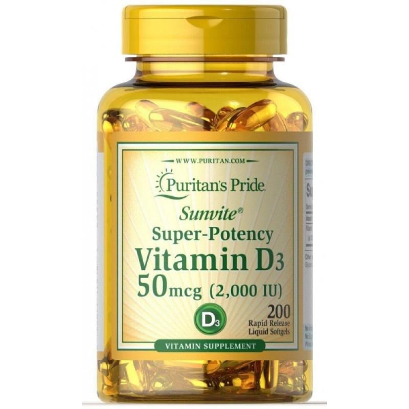 Вітаміни Puritan's Pride Vitamin D3 2000 МО 200 капс. (PTP-17618)