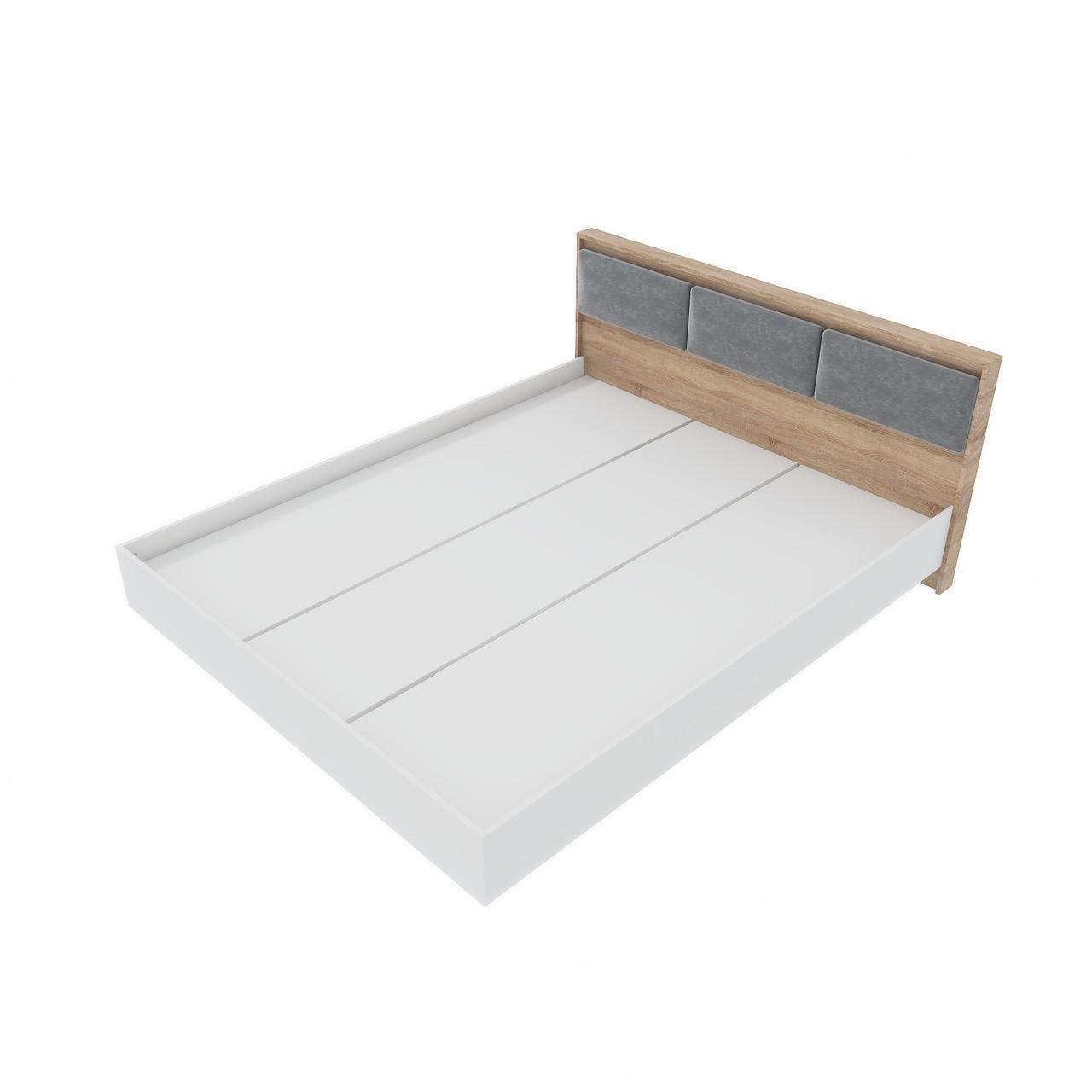 Кровать Эверест Сити-1400 сплошной щит 140x200 см Дуб сонома/Белый (ЕВ20718.01)