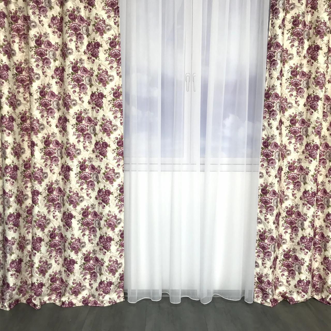 Готові штори з принтом прованс 150x270 см 2 шт. ALBO Фіолетовий - фото 3 Готові штори з принтом прованс 150x270 см 2 шт. ALBO Фіолетовий - фото 3