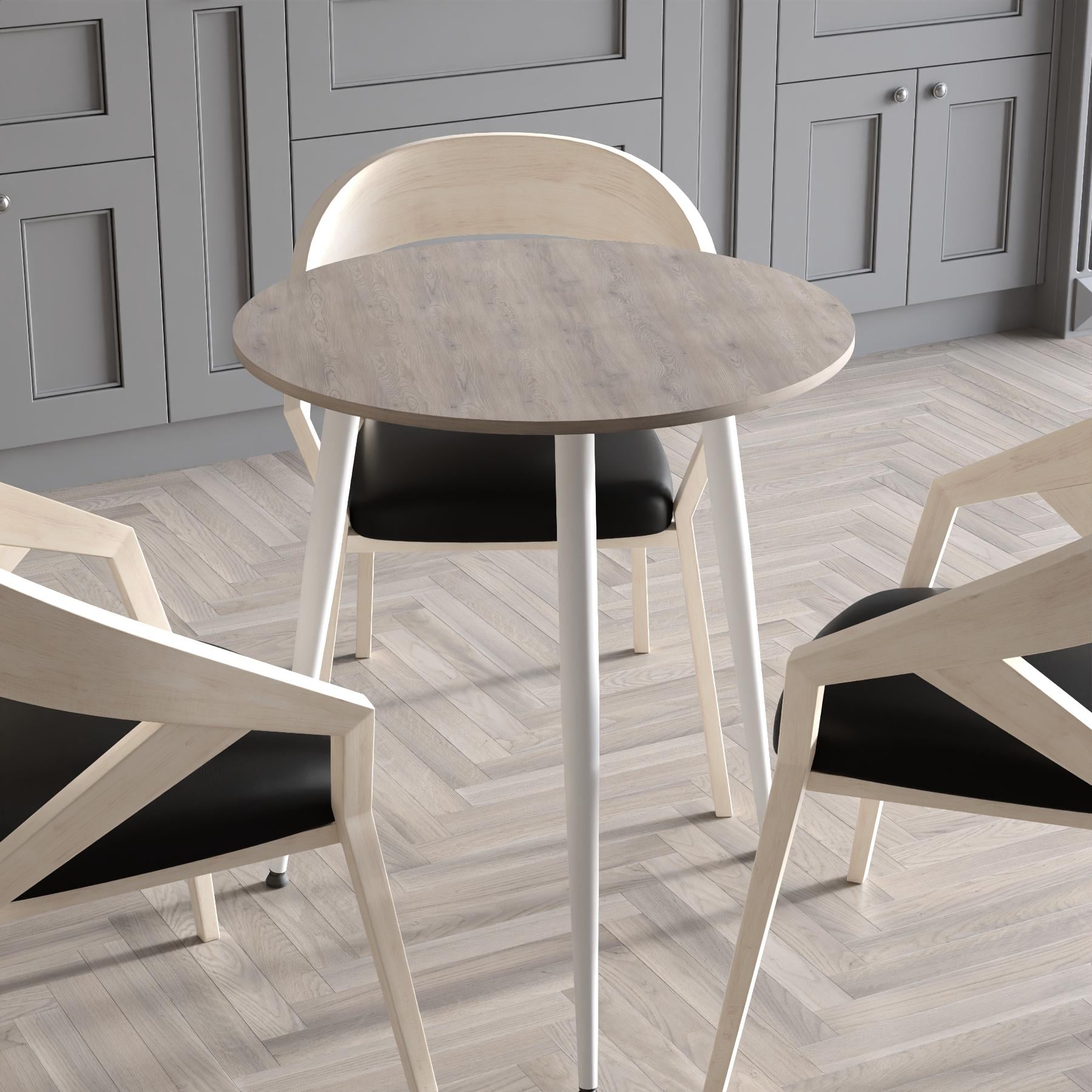 Обідній стіл круглий Ferrum-decor OPTIMA 3 ніжки конусні метал/ДСП 16 мм 750x670x670 мм Білий/Дуб Кремона Канолло (FRD-107558)