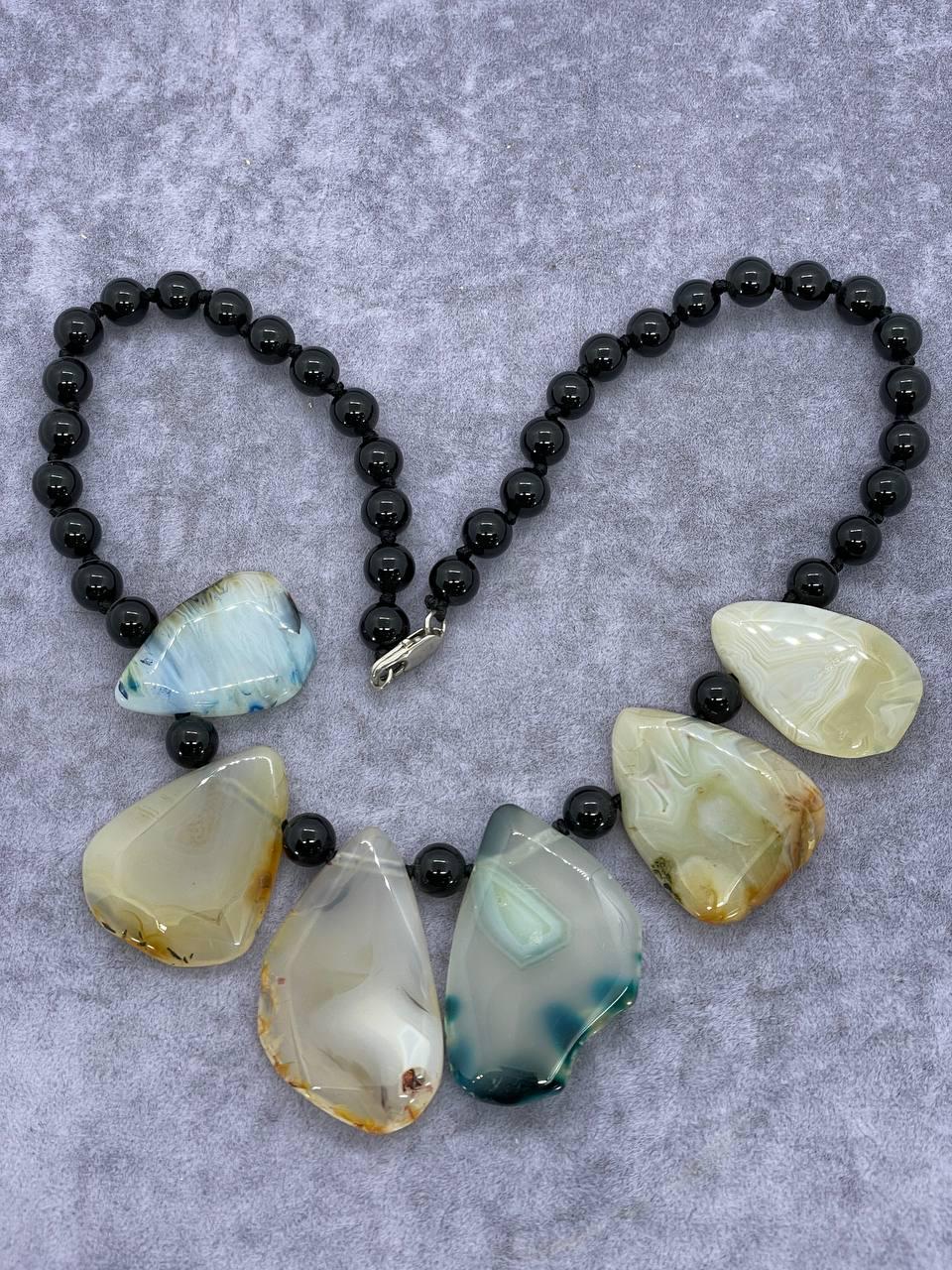 Бусы агат 45 см Черный (9811)