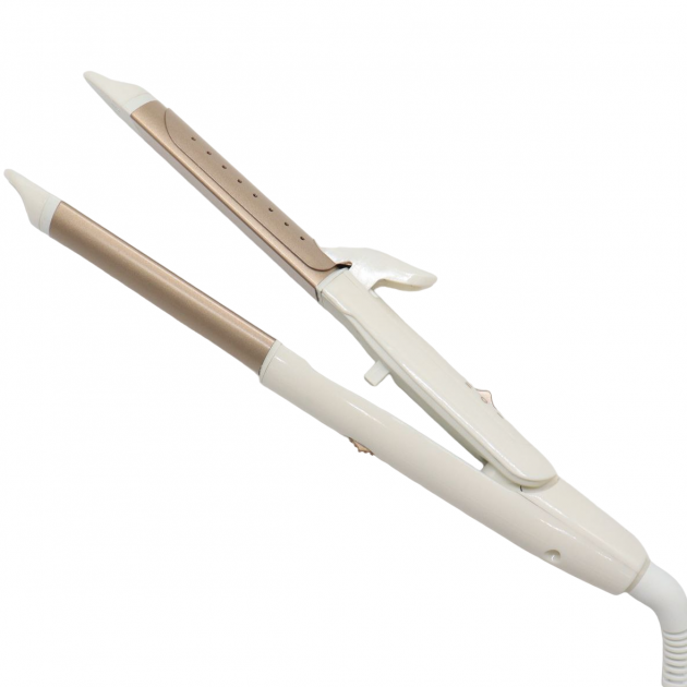 Плойка праска-гофре для волосся Gemei GM 2961 2в1 Білий/Золотистий Плойка праска-гофре для волосся Gemei GM 2961 2в1 Білий/Золотистий