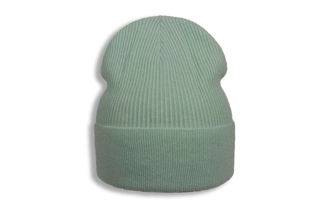 Шапка молодежная Apex Джеки в рубчик с отворотом кашемировая одинарная one size Мятный (282150)