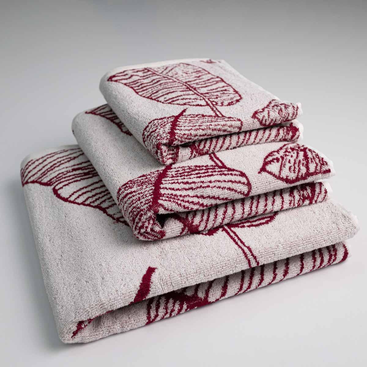 Набор махровых полотенец GM Textile с рисунком перо 40х70/50х90/70х140 см 400 г/м2 3 шт. Красный (rmf400-k1-red)