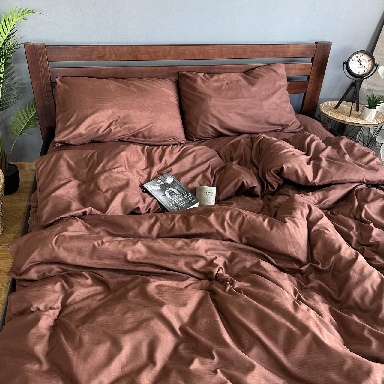 Комплект постільної білизни полісатин двоспальний Шоколадний (77709)