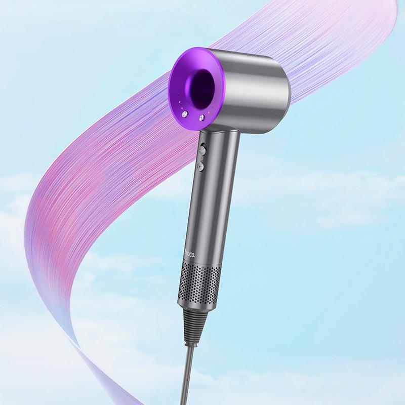Фен для волос Hoco high-speed negative ion hair dryer HP11 1600 Вт Серый - фото 5 Фен для волос Hoco high-speed negative ion hair dryer HP11 1600 Вт Серый - фото 5