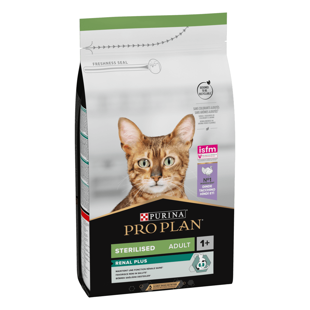 Корм сухой для взрослых кошек после стерилизации Purina Pro Plan Sterilised 1+ Renal Plus с индейкой 3 кг