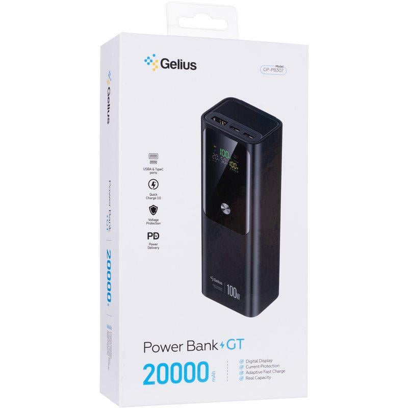Повербанк Gelius GT GP-PB307 20000 mAh QC+PD 100W Black (99212) - фото 7 Повербанк Gelius GT GP-PB307 20000 mAh QC+PD 100W Black (99212) - фото 7