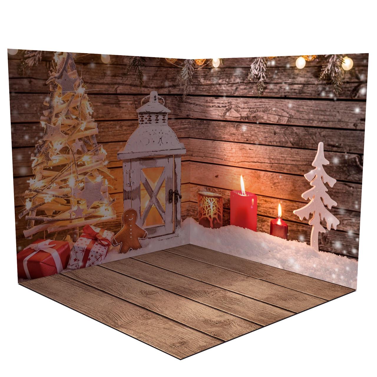 Новогодний угловой фотофон, виниловый 100x100 см Frontlit 450 г/м2 №58508