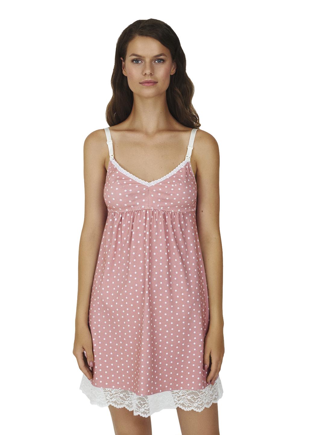 Сорочка домашня жіноча Ellen для вагітних і годуючих L Рожевий (LDK 118/05/01)