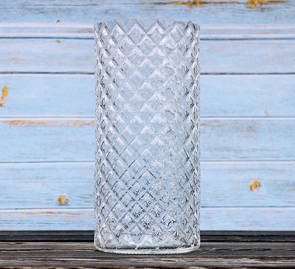 Ваза стеклянная Гранд Презент Квартет ромб 24 cм Прозрачный (1005838-1)