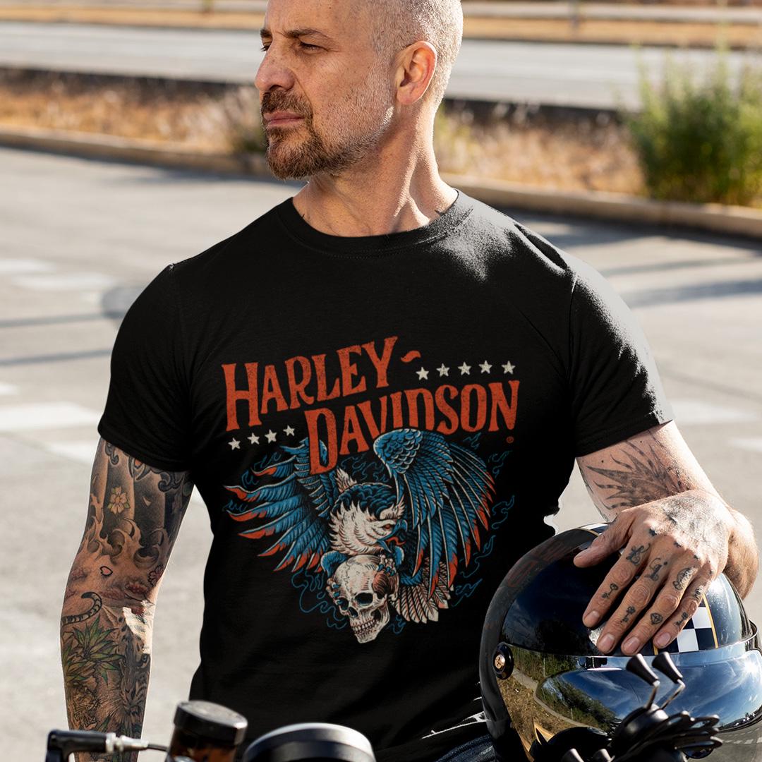 Футболка унисекс Harley Davidson Eagle With Scull 4XL Черный (00000011448)