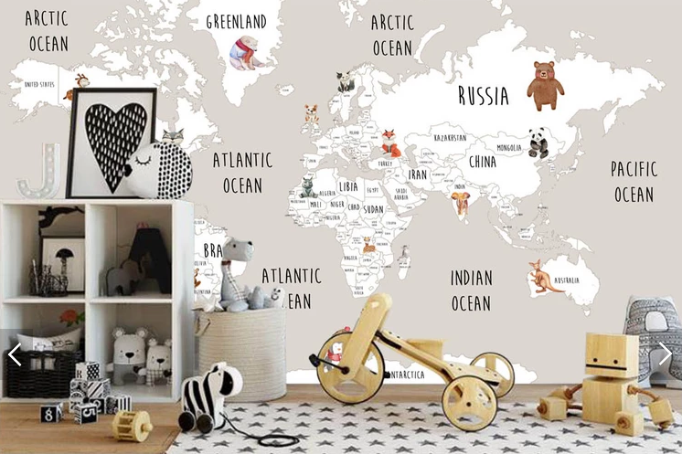 Фотошпалери у дитячу кімнату Світла мапа
