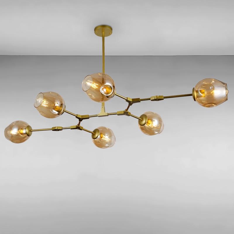 Люстра подвесная молекула Light House LS-15181-6 GD+BR на шесть ламп Золото / Коричневый