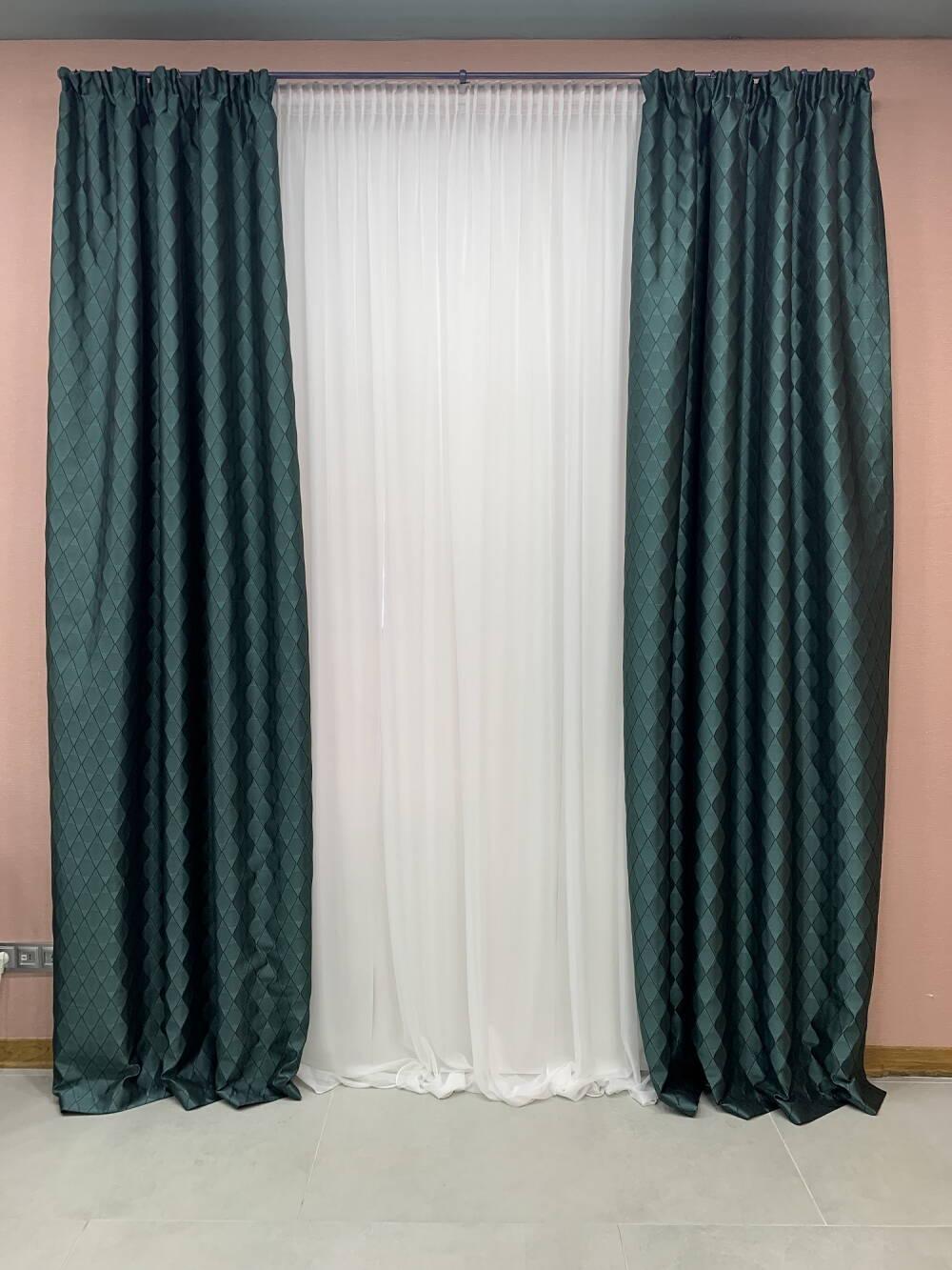 Шторы атласные 1,4 м 2 шт. Изумрудный (000101659)