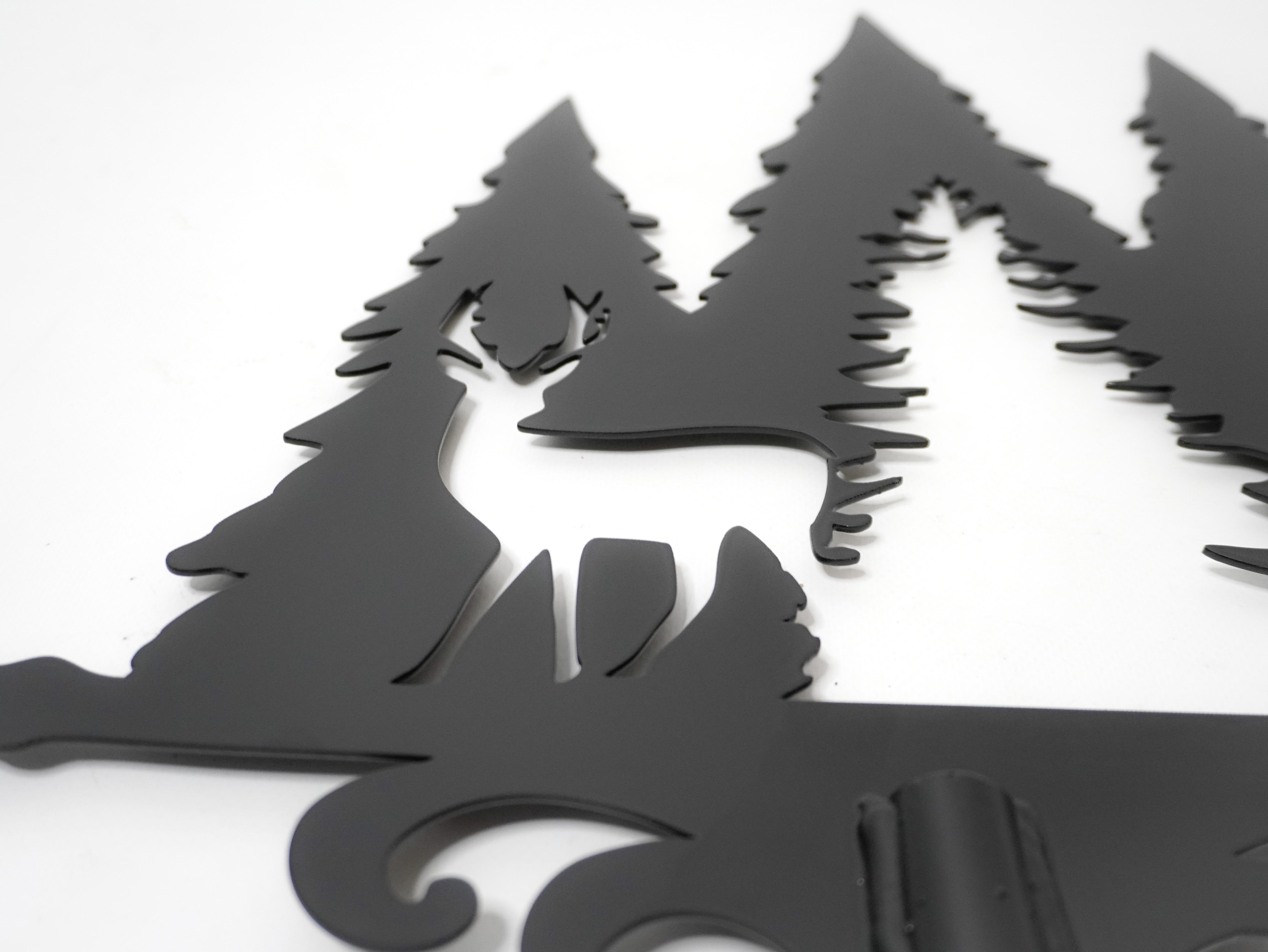 Флюгер на дах металевий Олень в лісі Чорний - фото 4