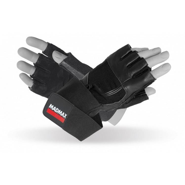 Перчатки для зала и фитнеса без пальцев кожаные с напульсником Mad Max Professional MFG-269 M Черный