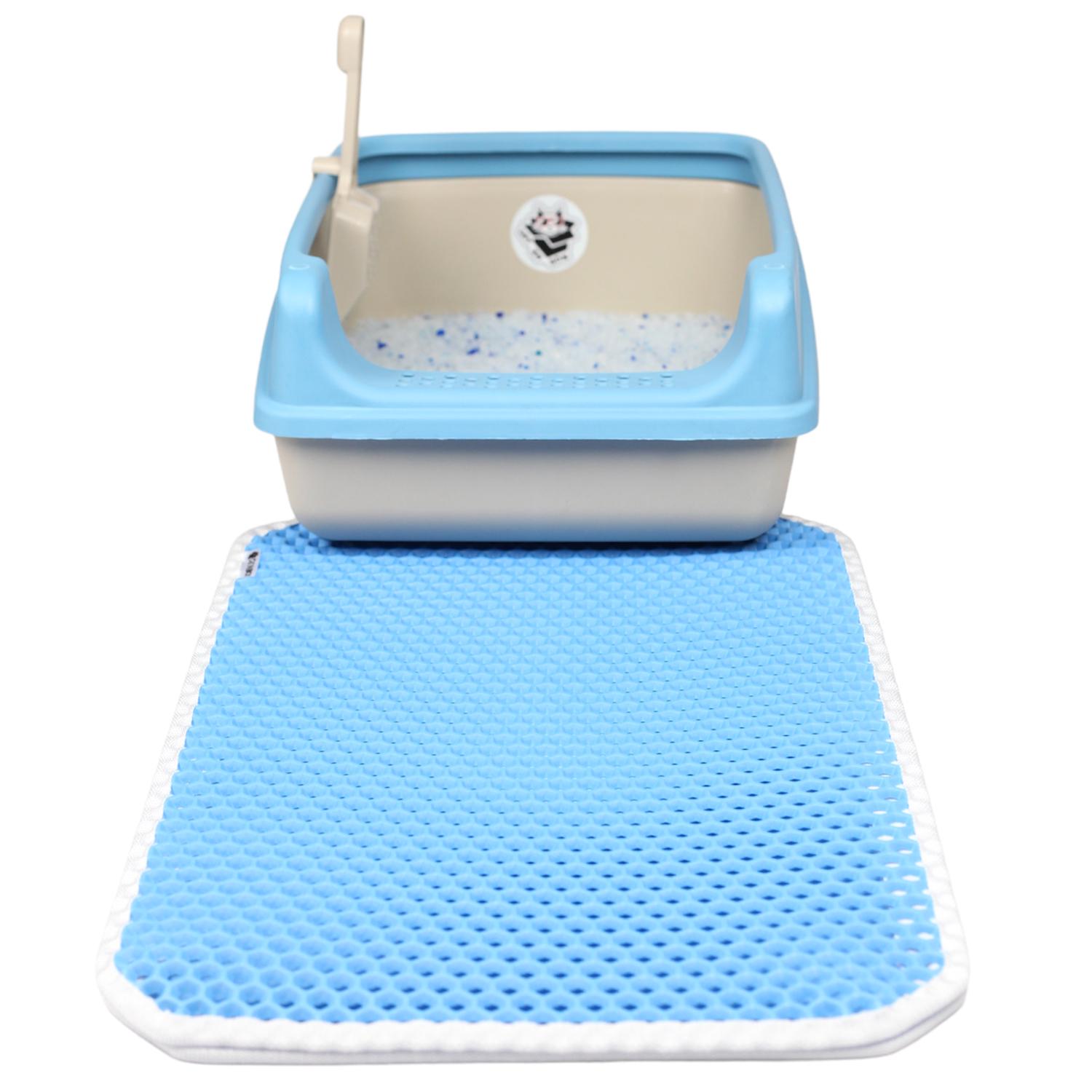 Коврик двухслойный Cat in Box для кошачьего лотка EVA на липучках 60x40 см Голубой - фото 2 Коврик двухслойный Cat in Box для кошачьего лотка EVA на липучках 60x40 см Голубой - фото 2