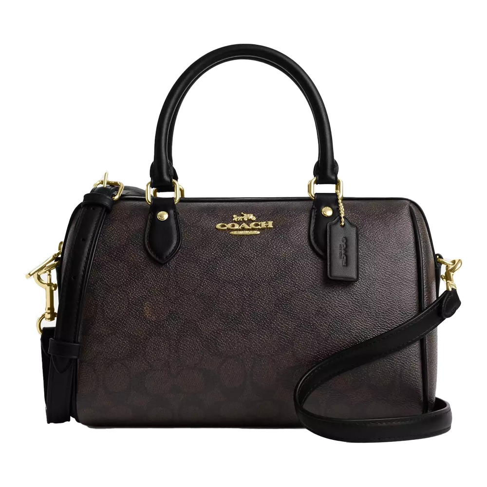 Сумка женская Coach Rowan Satchel In Signature Canvas Gold/Walnut/Black (CH31)
