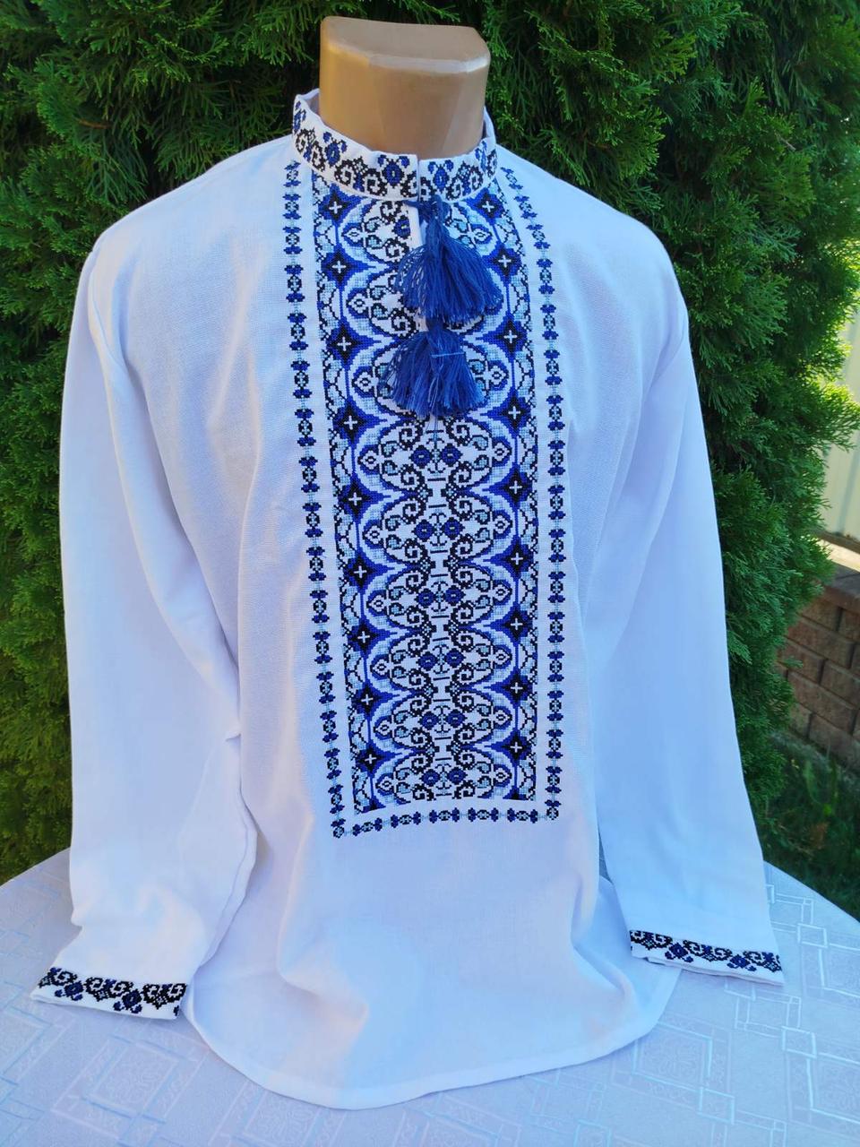 Вишиванка для пари з вишивкою р. 42 Білий/Синій (1127111153) - фото 3