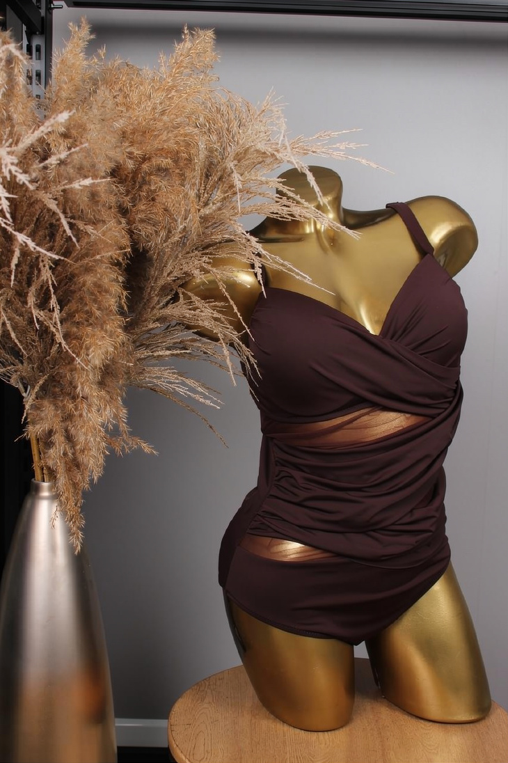 Купальник женский слитный Samegame 75248k с формованной чашкой р. 54 Коричневый