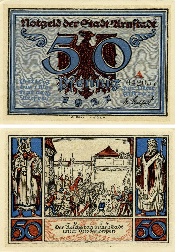 Коллекционная банкнота Германия Нотгельд 50 пфеннигов 1921 F-VF Арнштадт Разновидность 3 (Б18758) Коллекционная банкнота Германия Нотгельд 50 пфеннигов 1921 F-VF Арнштадт Разновидность 3 (Б18758)