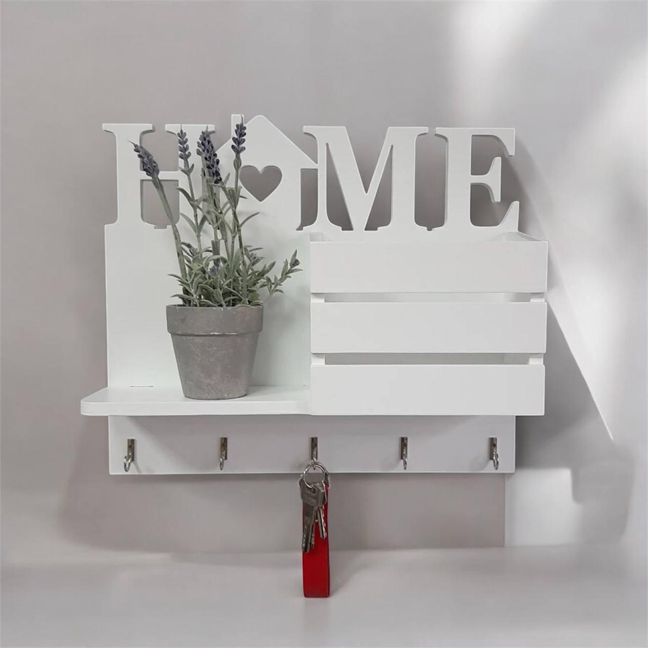 Ключниця настінна HOME з дерева з гачками (444005)