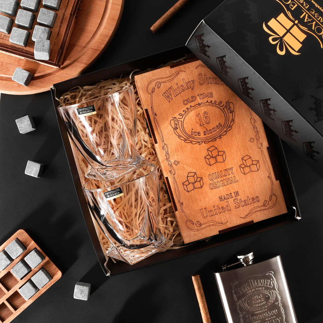 Набор стаканов Bohemia Quadro 340 мл 2 шт с камнями для виски 16 шт в коробке - фото 2 Набор стаканов Bohemia Quadro 340 мл 2 шт с камнями для виски 16 шт в коробке - фото 2