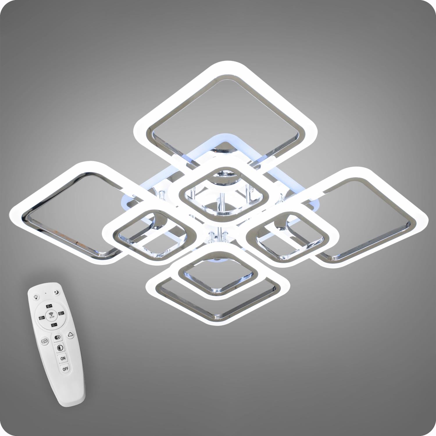 Люстра светодиодная 517 Dlight 3color с пультом 145 Вт Хром (01649)