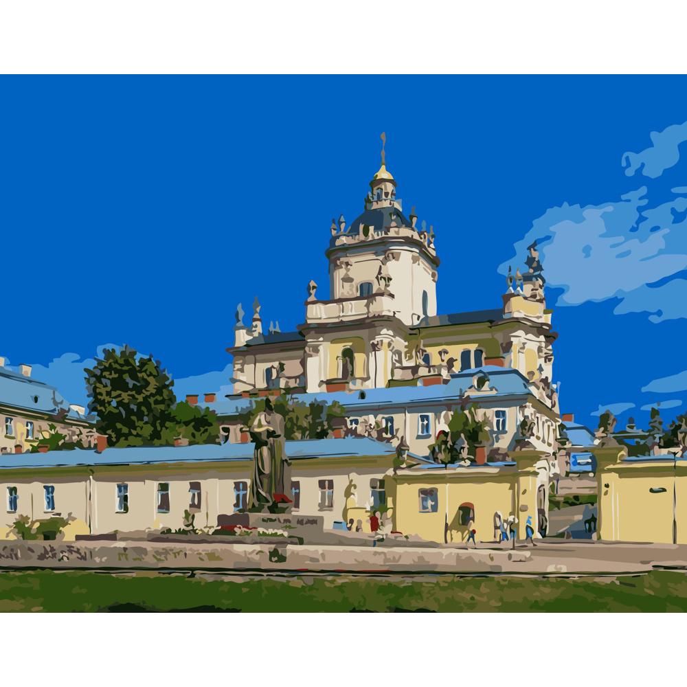 Картина по номерам Strateg Премиум Архикафедральный Собор Святого Юра 40х50 см (GS243)