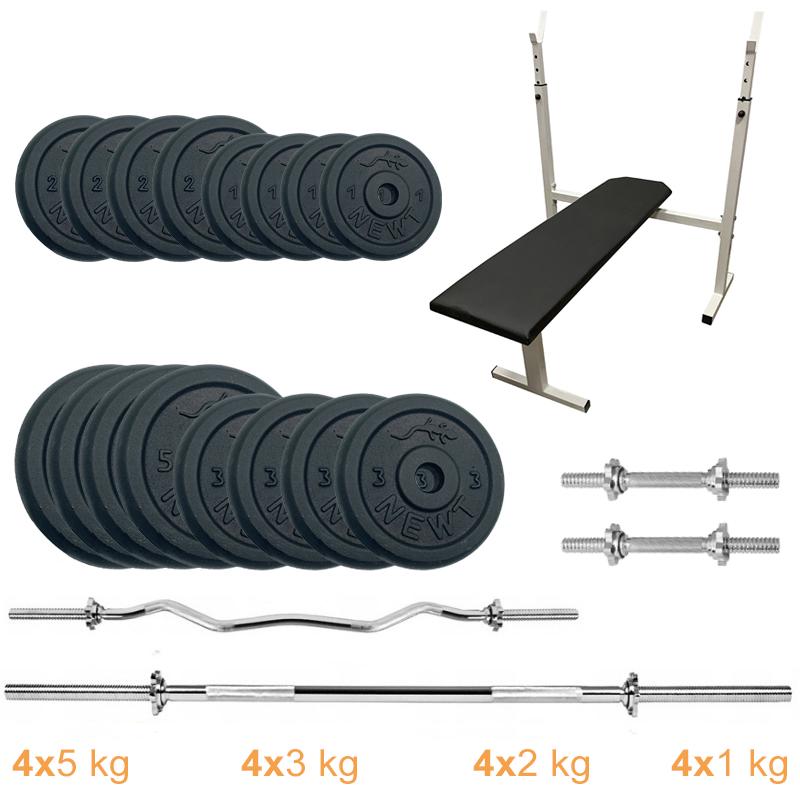 Лава для жиму горизонтальна Newt Gym Set-STHW Home з набором штанг + гантелі 60 кг (8105378) - фото 7